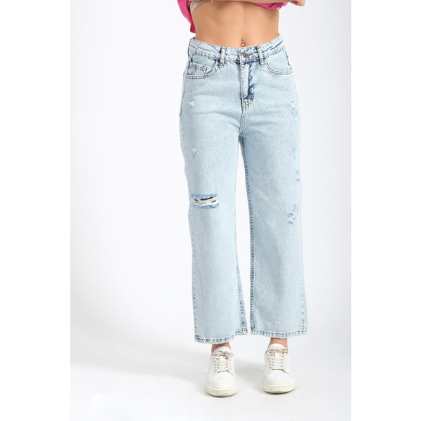 Londonella Women's Mid-waisted Jeans With Wide Legs Design - Blue - 100208