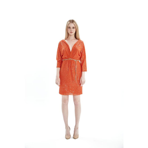 Londonella Women's Short Summer Dress Medium Sleeves - Orange - Lon100295