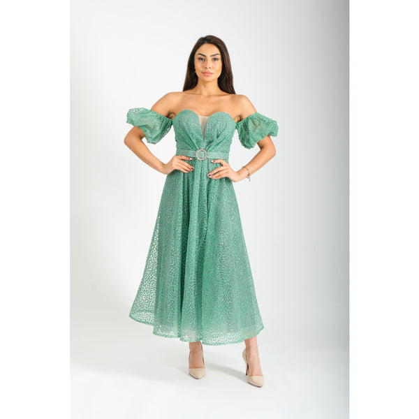 Londonella Women's Sleeveless Long Evening Dress - Green - 100257