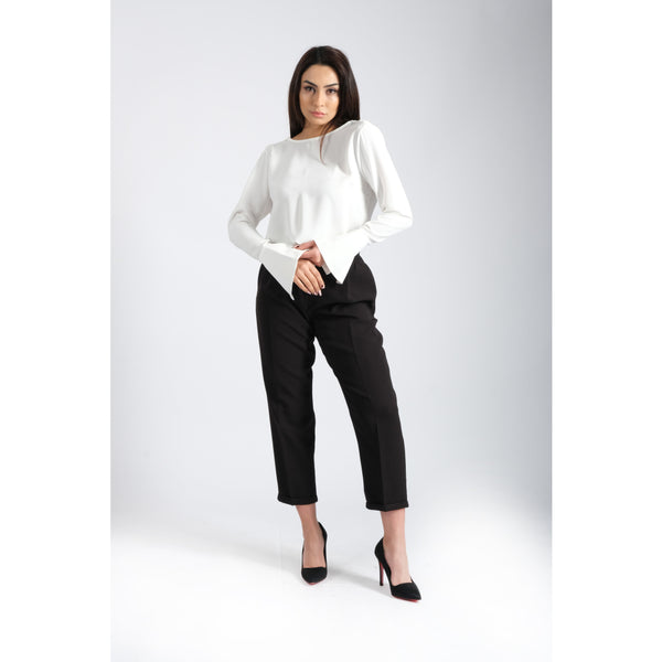 Londonella Women's Blouse With Long Sleeves & Open Back Design - White - 100221