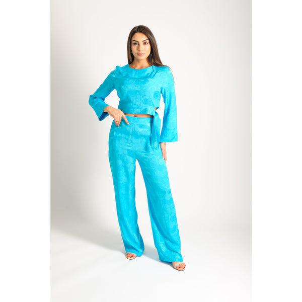 Londonella 2-Pieces Set Cropped Blouse and Pants - 100188