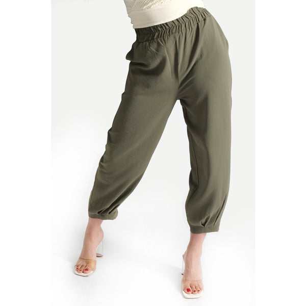 Londonella Women's High-waisted Pants With Wide closed bottom design - Green - 100229