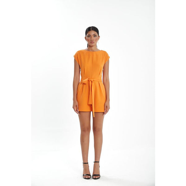 Londonella Women's Summer Short Jumpsuit - Short Sleeves - Orange