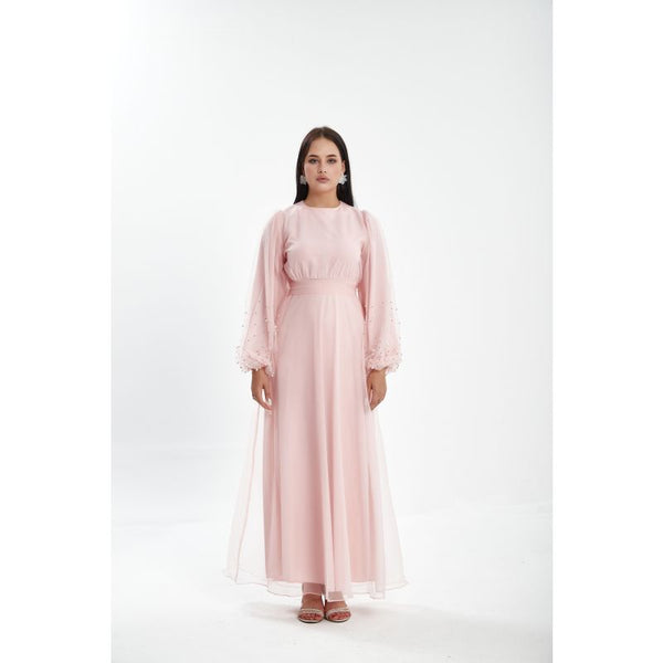 Londonella Women's Long Summer Dress With Flowing Long Sleeves - Pink - Lon100309
