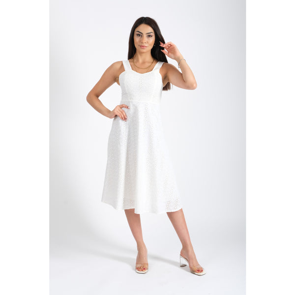 Londonella Dress with Sweetheart neck - White - 100132