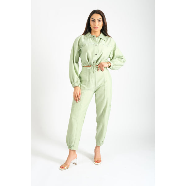 Londonella Women's long-sleeved shirt & closed-bottom Pants Set - 2 Pieces - Green - 100226