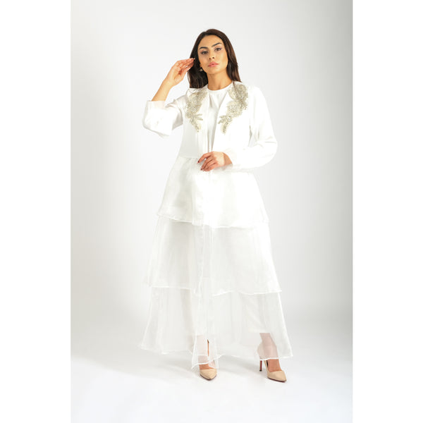 Londonella Women's Dress-Style Abaya With Long Sleeves - White - 100241