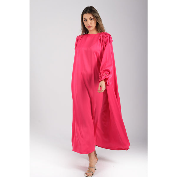 Londonella Women's Long Wide Dress with Long Sleeves - Free Size - Fuchsia - 100268