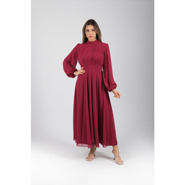 Londonella Women's Long Evening Dress with Long Wide Sleeves - Purple - 100274