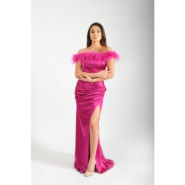 Londonella Women's Sleeveless Long Evening Dress - Fuchsia - 100258